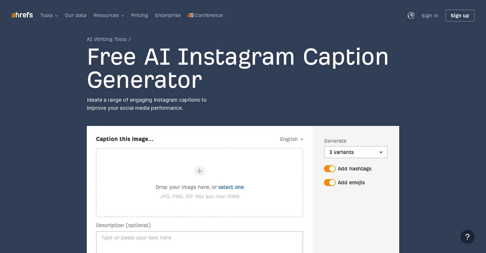 Ahrefs AI Caption