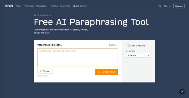 Ahrefs AI Paraphrasing